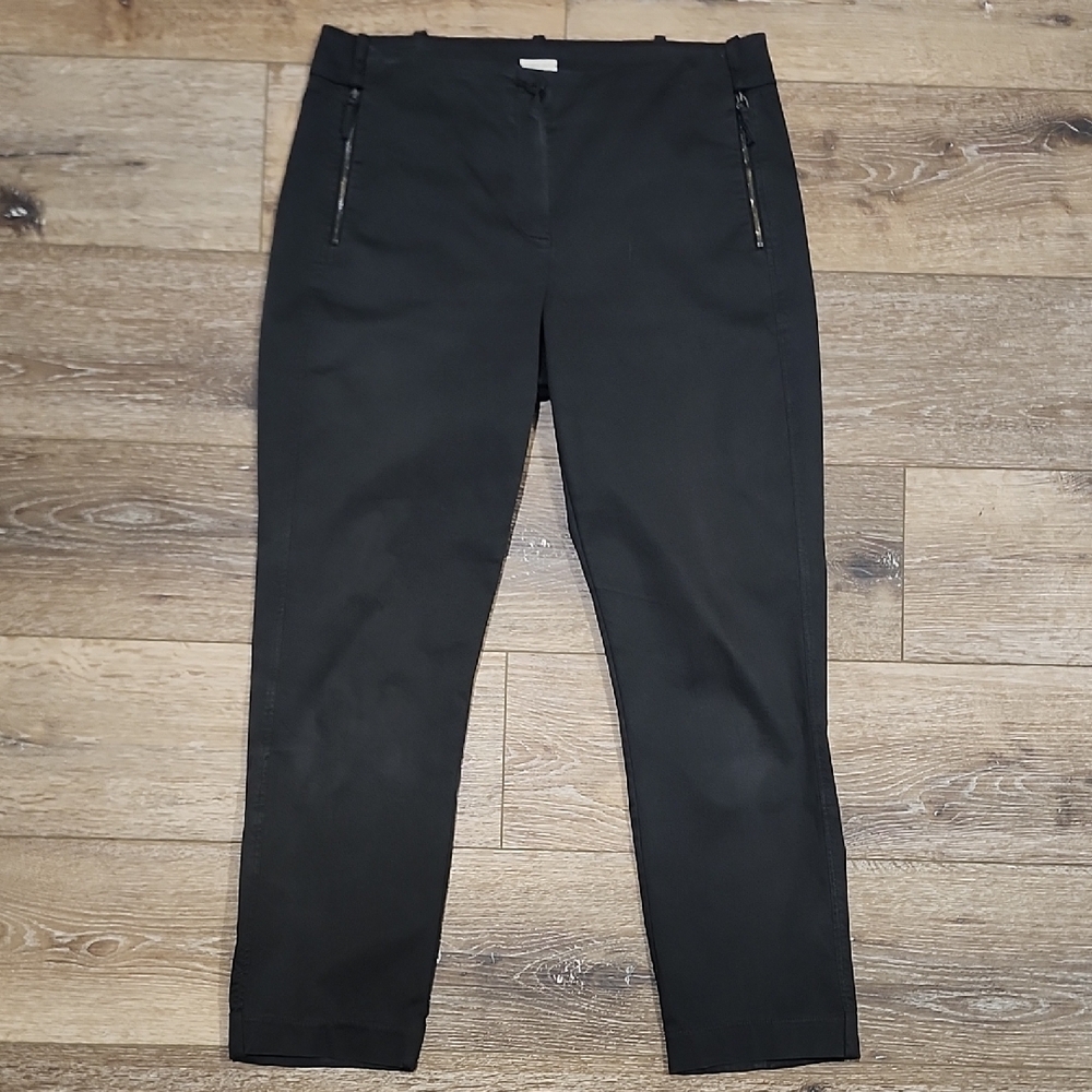 Annette Gortz Designer Utility Black Cropped Women's Trousers with Zipper Detail